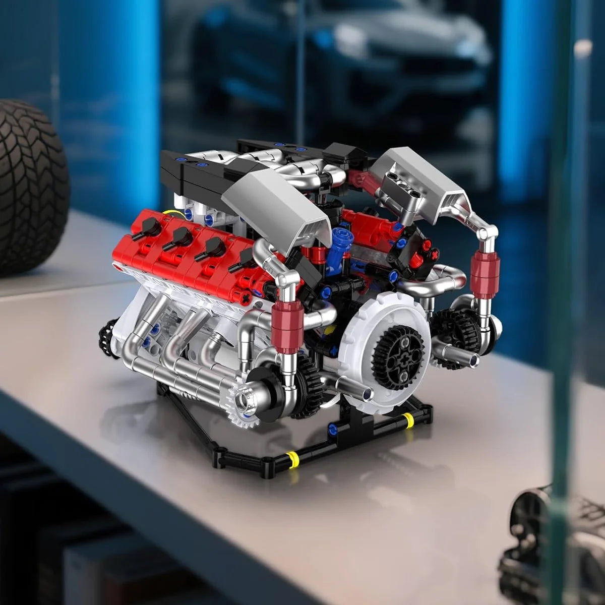 Conjunto De Bloco De Construção De Motor V8 700 Peças Bloco de Montar Encaixe Brinquedo Educativo