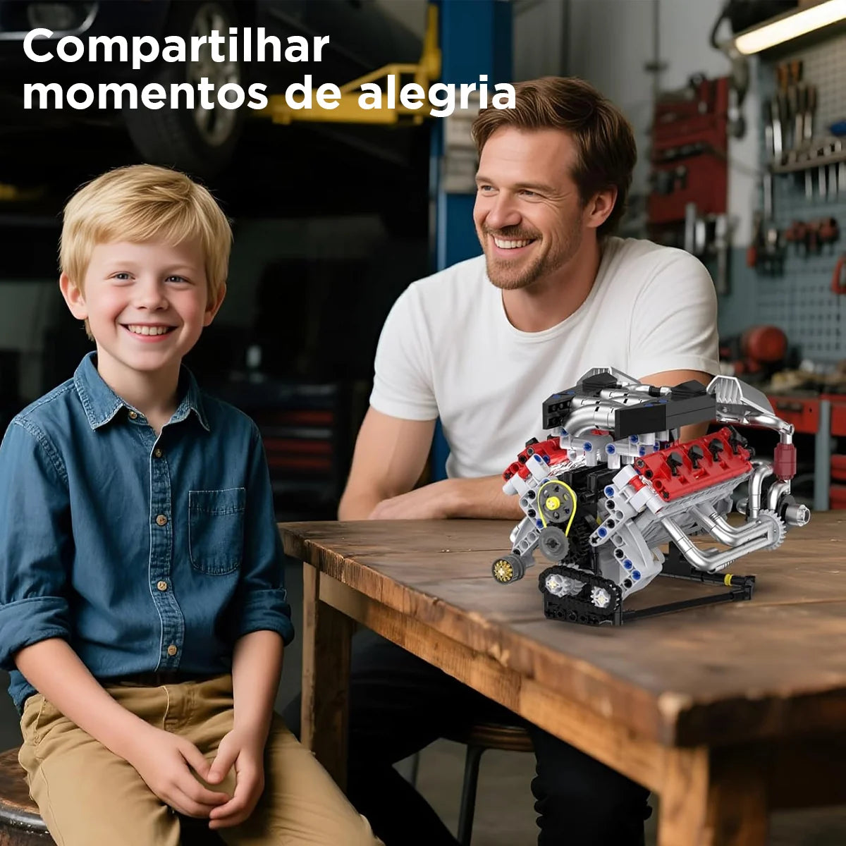 Conjunto De Bloco De Construção De Motor V8 700 Peças Bloco de Montar Encaixe Brinquedo Educativo