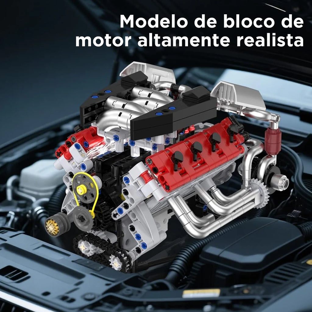 Conjunto De Bloco De Construção De Motor V8 700 Peças Bloco de Montar Encaixe Brinquedo Educativo