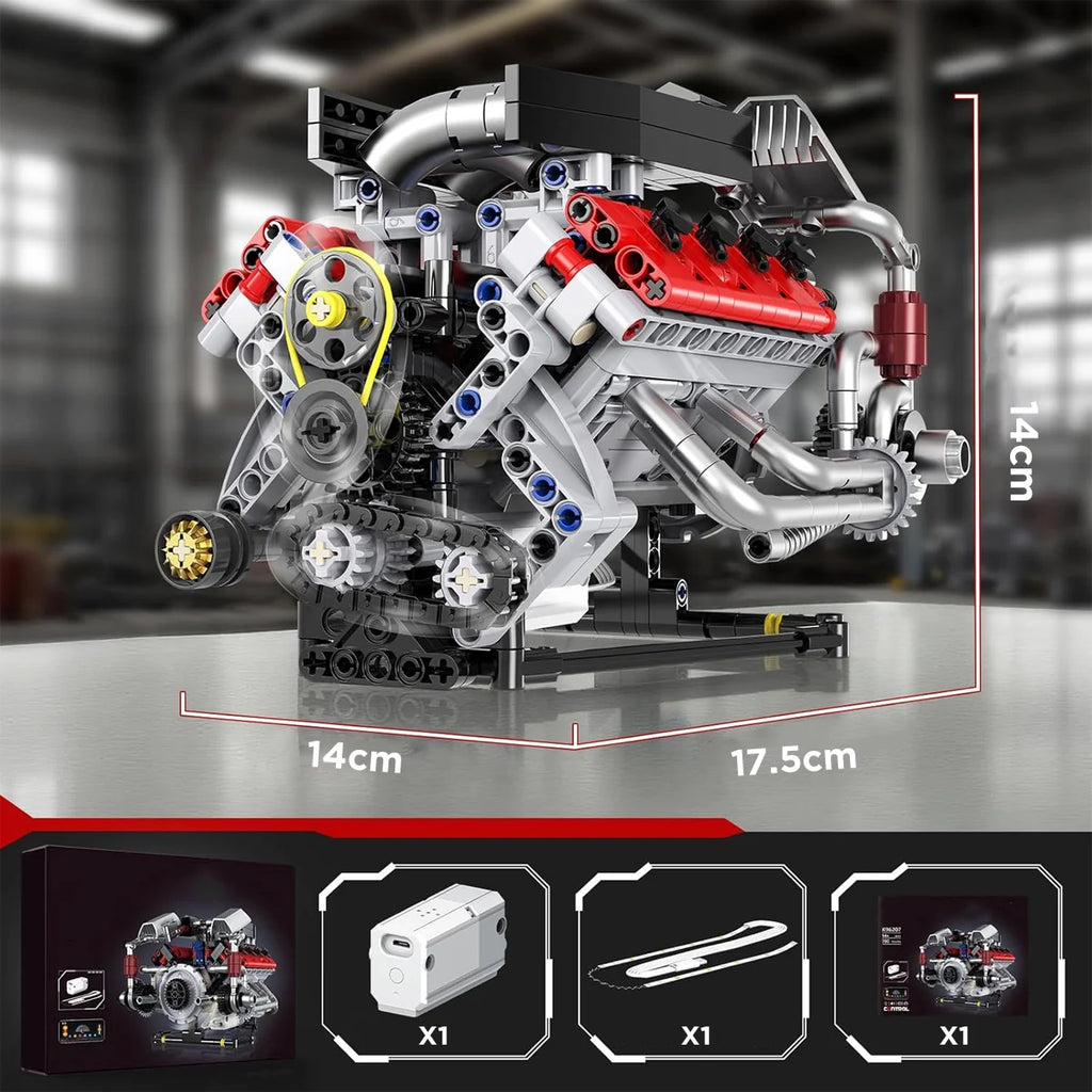 Conjunto De Bloco De Construção De Motor V8 700 Peças Bloco de Montar Encaixe Brinquedo Educativo
