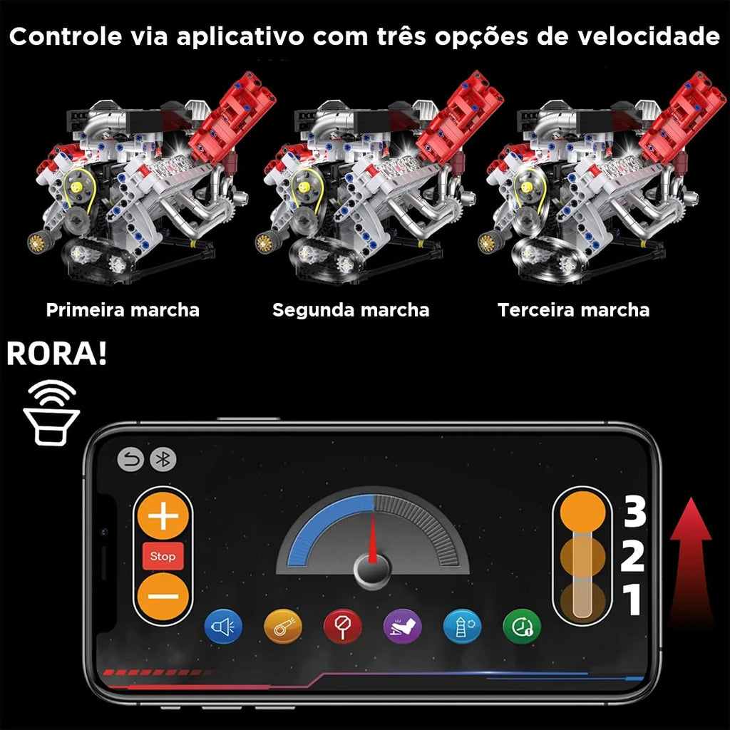 Conjunto De Bloco De Construção De Motor V8 700 Peças Bloco de Montar Encaixe Brinquedo Educativo