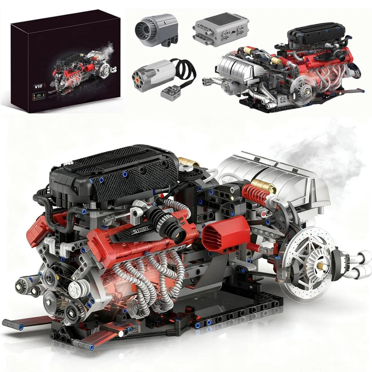 Conjunto De Bloco De Construção De Motor V12 1610 Peças Bloco de Montar Encaixe DK327 Brastoy