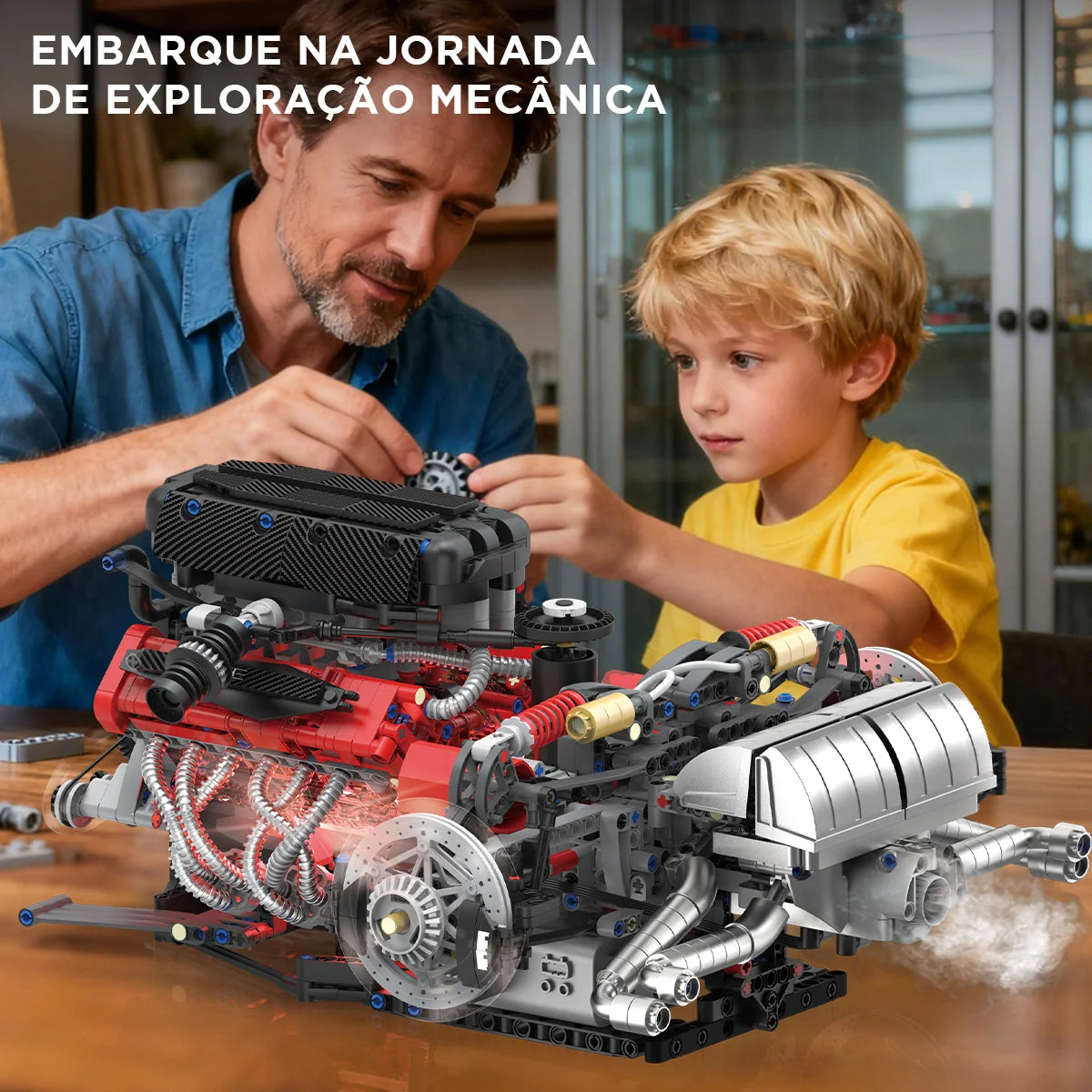 Conjunto De Bloco De Construção De Motor V12 1610 Peças Bloco de Montar Encaixe DK327 Brastoy
