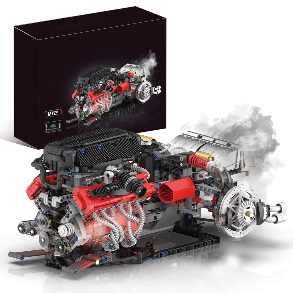 Conjunto De Bloco De Construção De Motor V12 1610 Peças Bloco de Montar Encaixe DK327 Brastoy