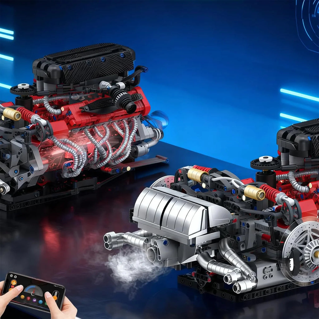 Conjunto De Bloco De Construção De Motor V12 1610 Peças Bloco de Montar Encaixe DK327 Brastoy