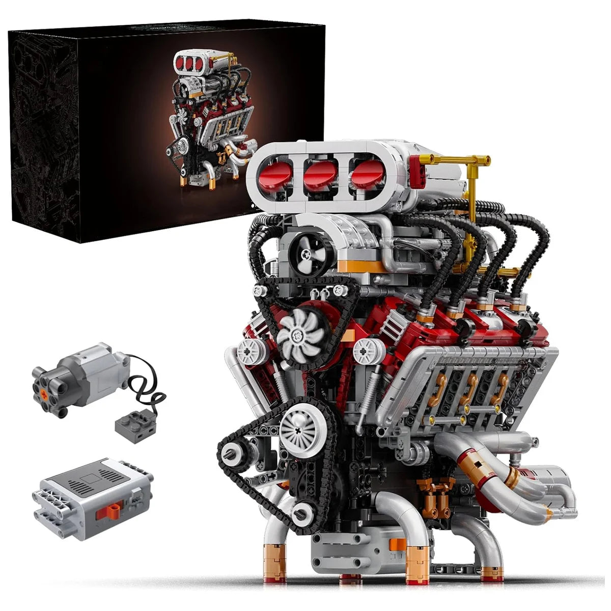 Bloco de Montar Motor V8 Funcional Bloco De Construção Encaixe 2347 Peças dk108 Brastoy