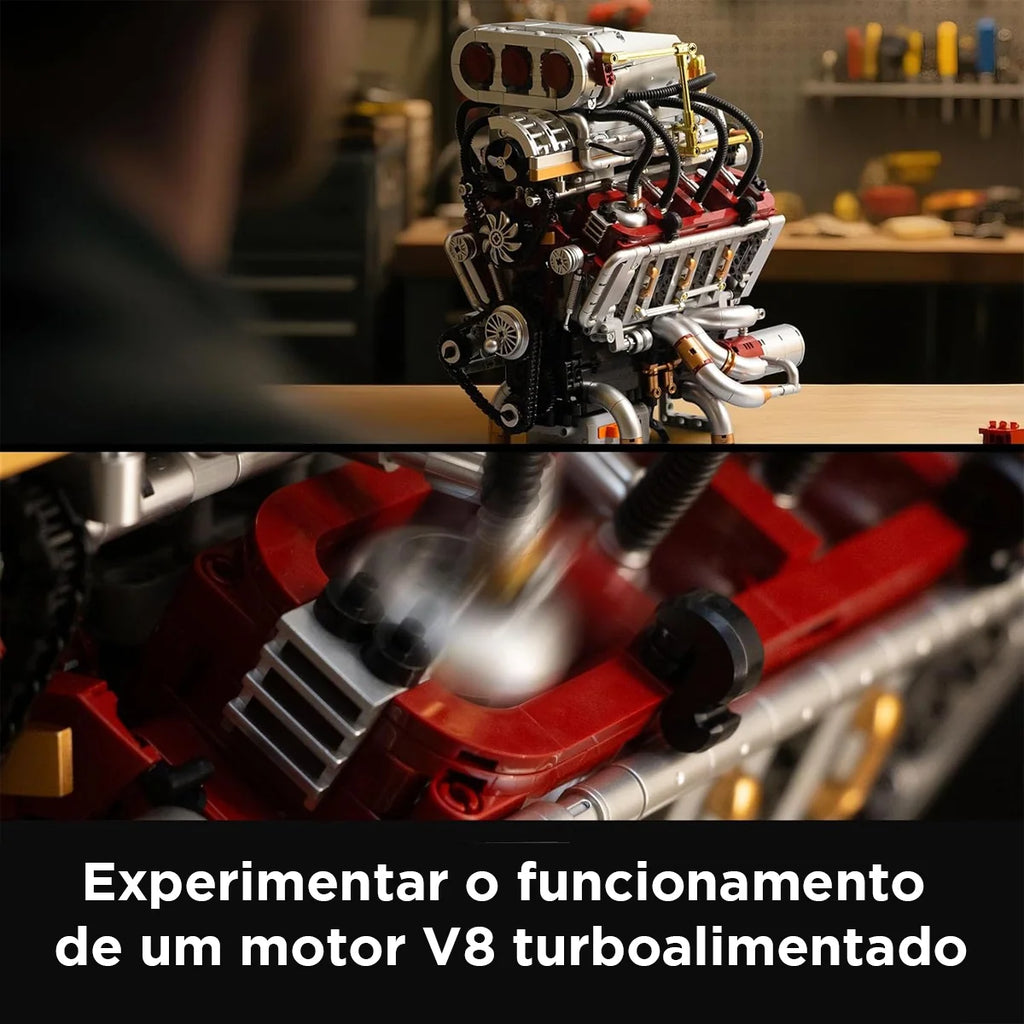 Bloco de Montar Motor V8 Funcional Bloco De Construção Encaixe 2347 Peças dk108 Brastoy