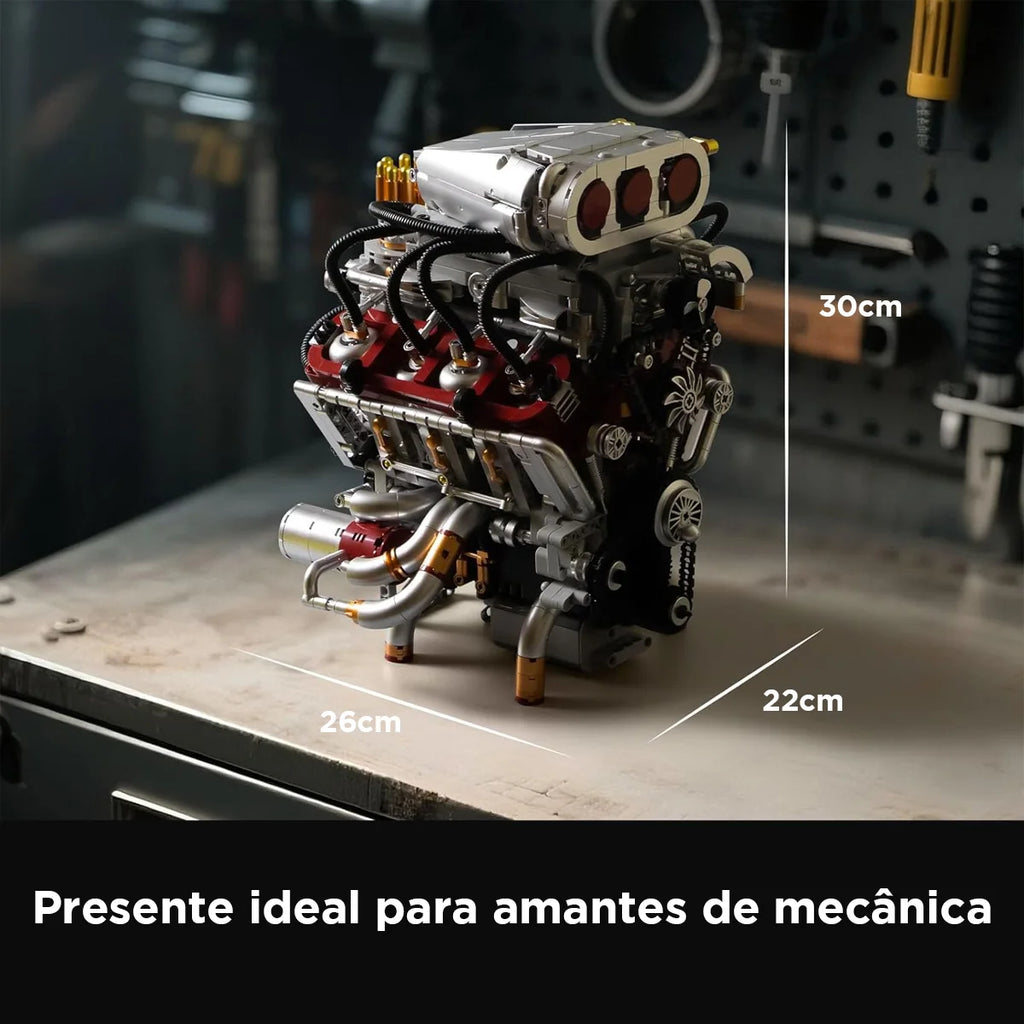 Bloco de Montar Motor V8 Funcional Bloco De Construção Encaixe 2347 Peças dk108 Brastoy
