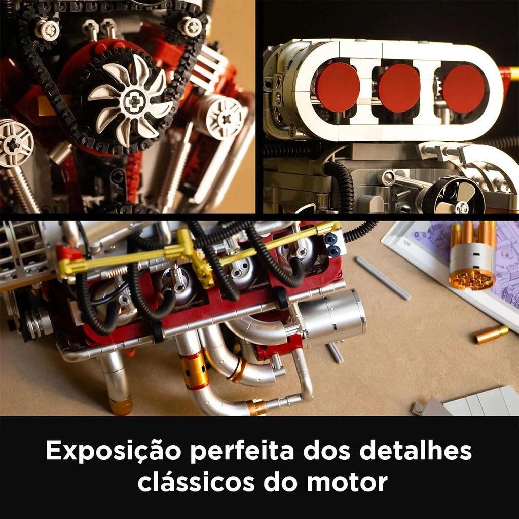 Bloco de Montar Motor V8 Funcional Bloco De Construção Encaixe 2347 Peças dk108 Brastoy