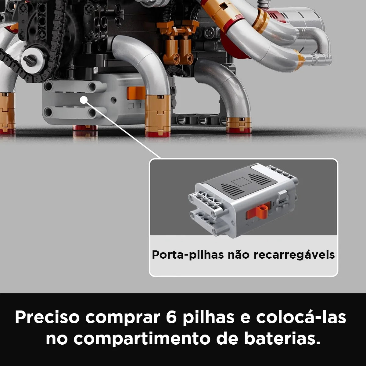 Bloco de Montar Motor V8 Funcional Bloco De Construção Encaixe 2347 Peças dk108 Brastoy