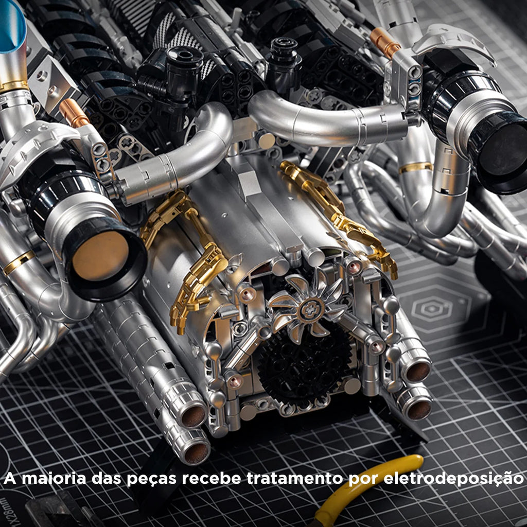 Bloco de Montar Motor V8 Funcional Bloco De Construção 2773 Peças de Encaixe dk111 Brastoy