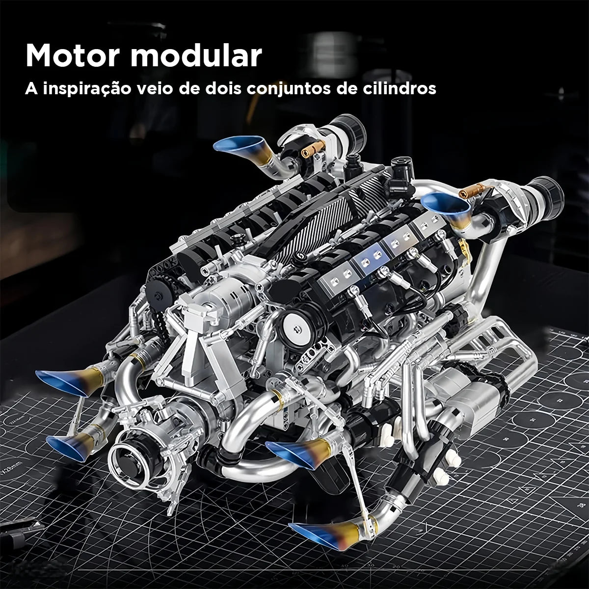 Bloco de Montar Motor V8 Funcional Bloco De Construção 2773 Peças de Encaixe dk111 Brastoy