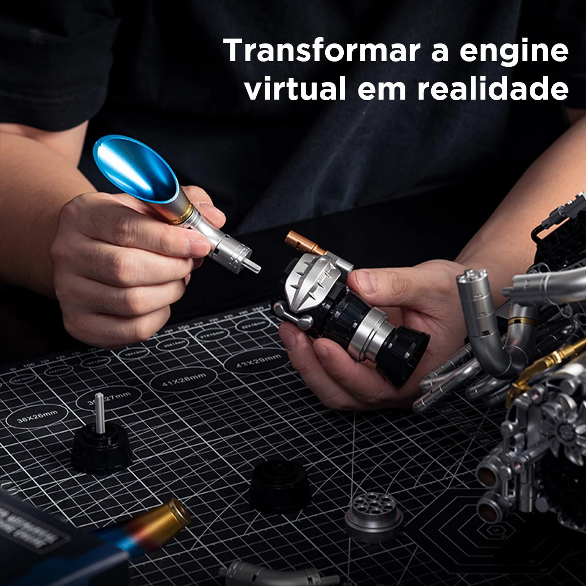 Bloco de Montar Motor V8 Funcional Bloco De Construção 2773 Peças de Encaixe dk111 Brastoy