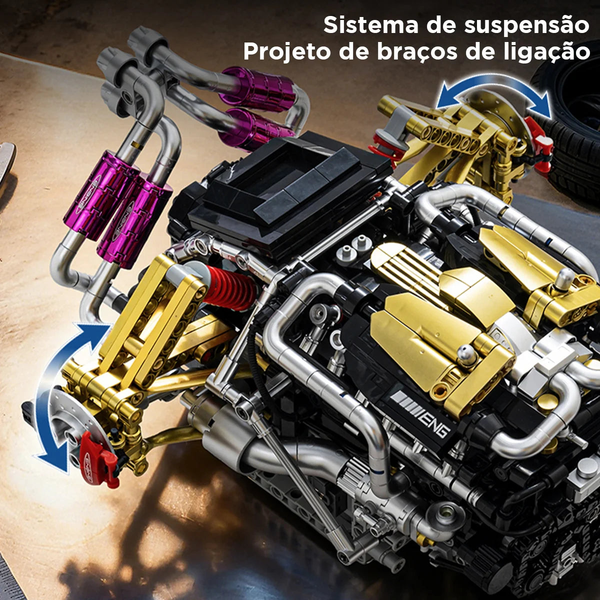Bloco De Montar Modelo De Motor V12 1394 Peças de Construção Encaixe Brastoy Brinquedo Educativo