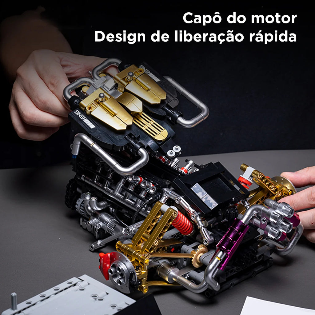 Bloco De Montar Modelo De Motor V12 1394 Peças de Construção Encaixe Brastoy Brinquedo Educativo