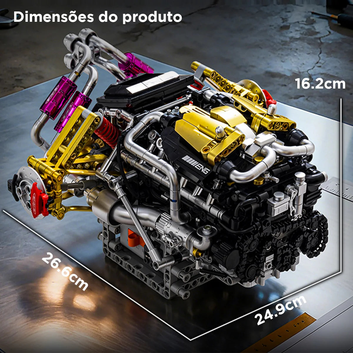 Bloco De Montar Modelo De Motor V12 1394 Peças de Construção Encaixe Brastoy Brinquedo Educativo