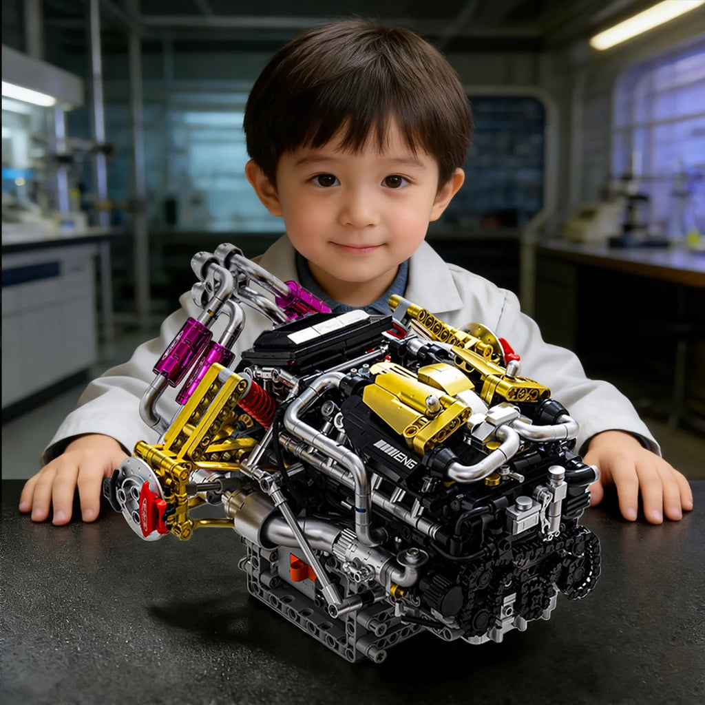 Bloco De Montar Modelo De Motor V12 1394 Peças de Construção Encaixe Brastoy Brinquedo Educativo