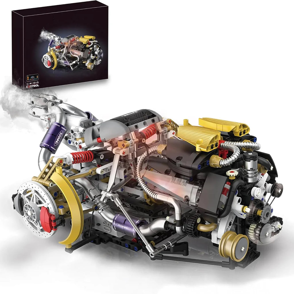 Bloco De Montar Modelo De Motor V12 1394 Peças de Construção Encaixe Brastoy Brinquedo Educativo