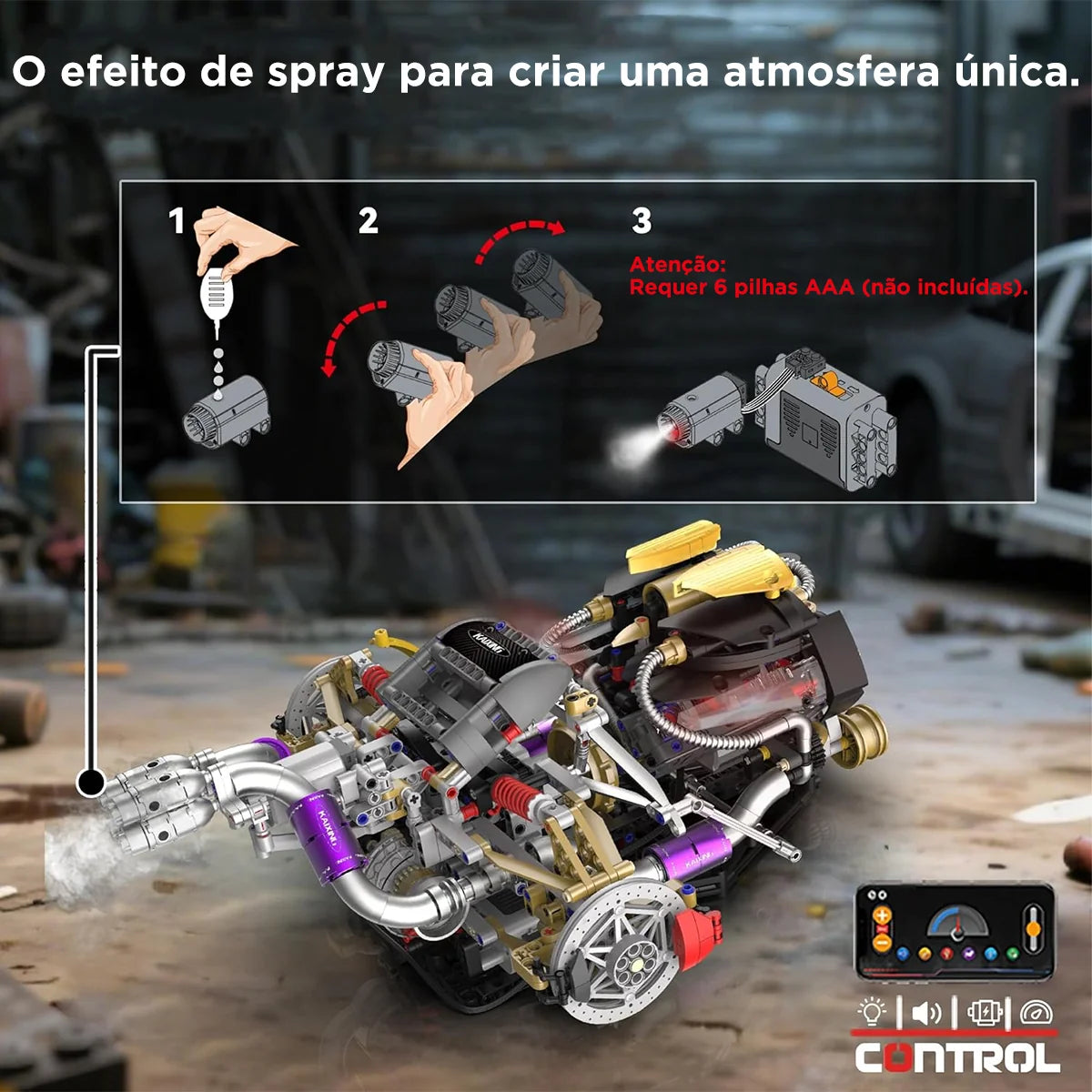 Bloco De Montar Modelo De Motor V12 1394 Peças de Construção Encaixe Brastoy Brinquedo Educativo