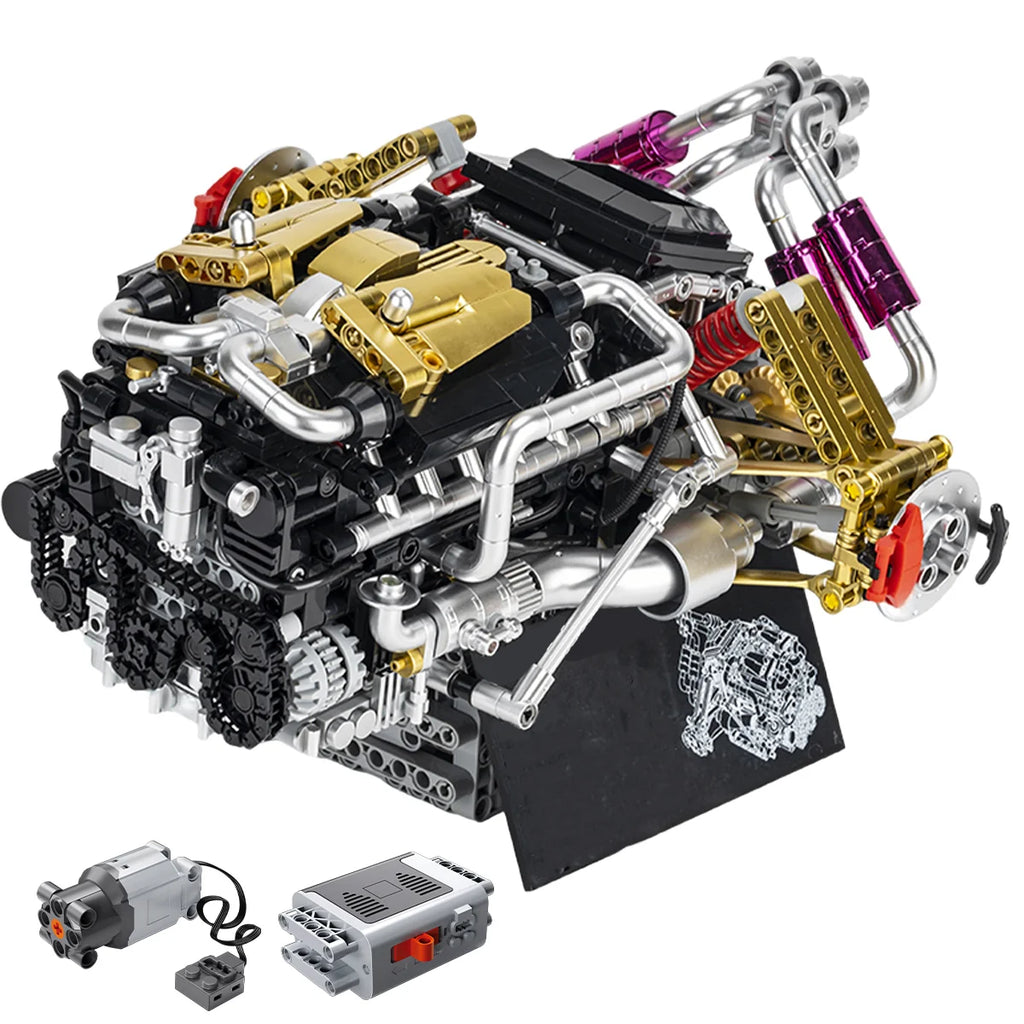 Bloco De Montar Modelo De Motor V12 1394 Peças de Construção Encaixe Brastoy Brinquedo Educativo