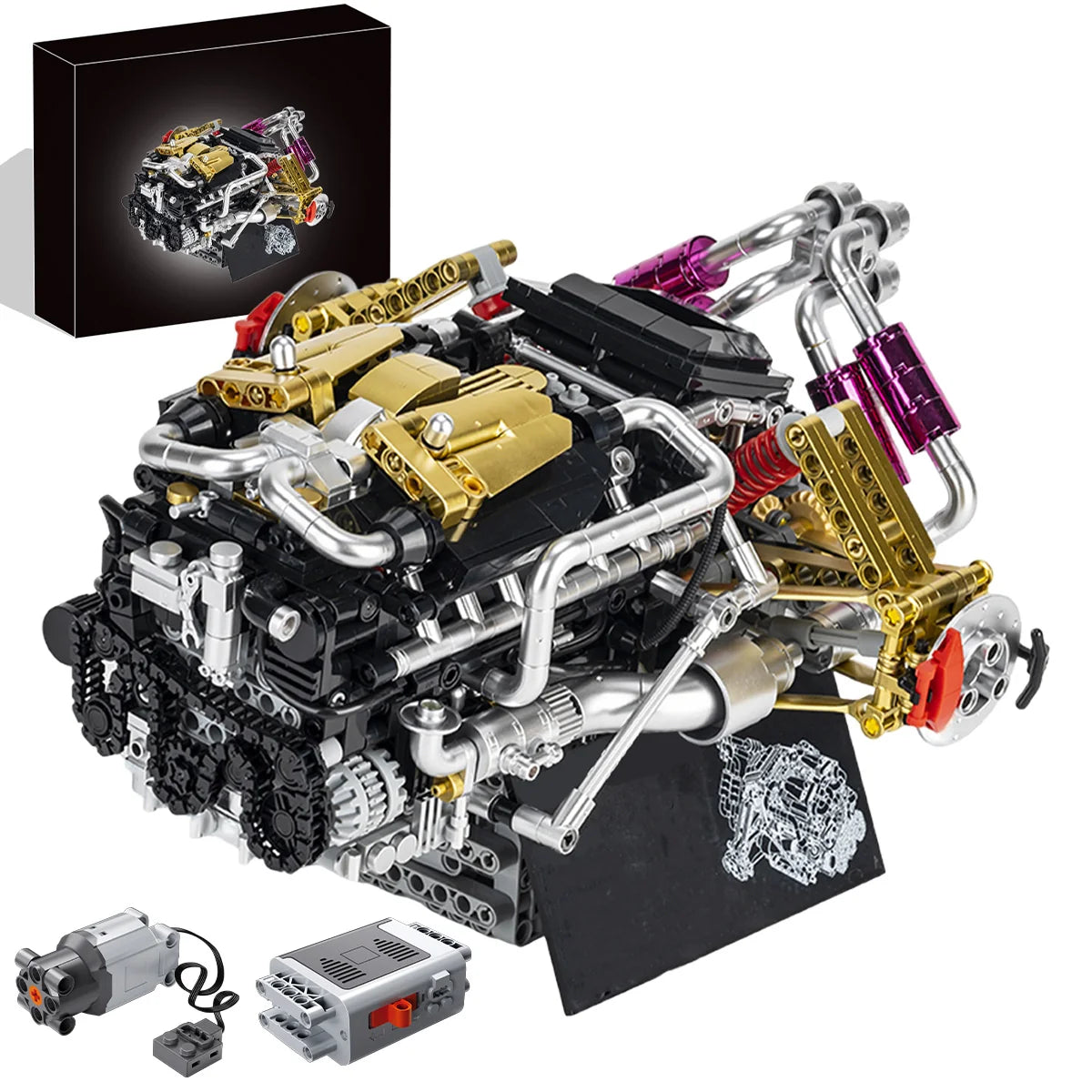 Bloco De Montar Modelo De Motor V12 1394 Peças de Construção Encaixe Brastoy Brinquedo Educativo