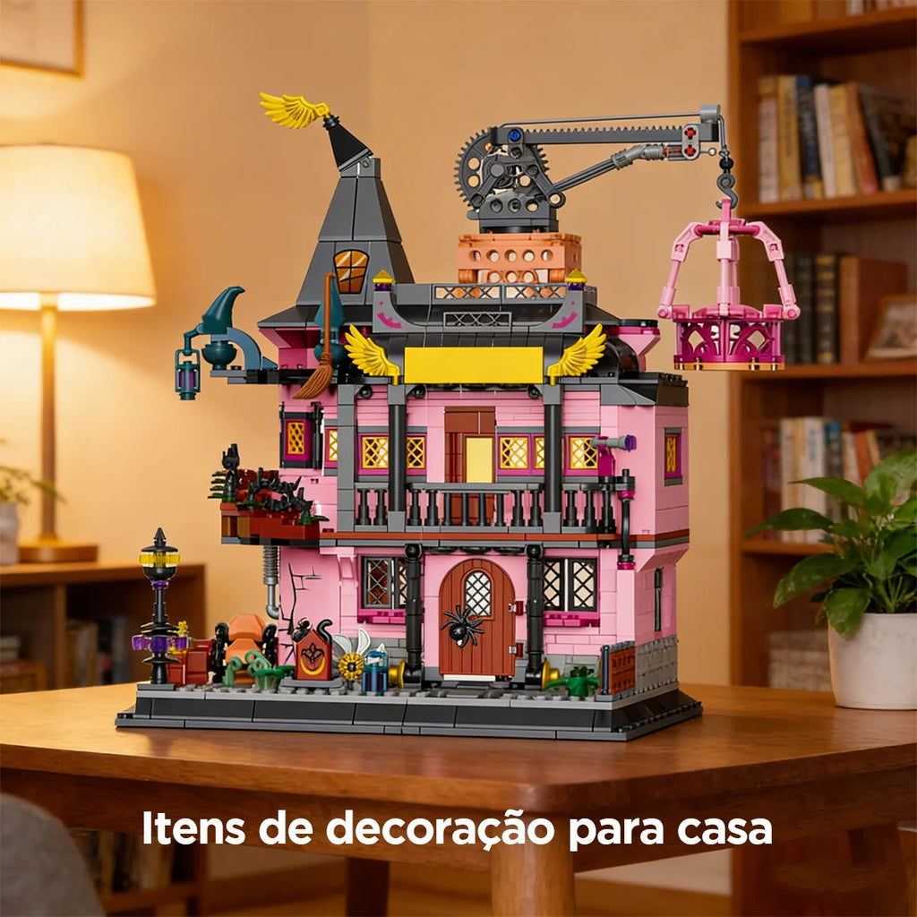 Bloco de Montar Casinha Mágica da Bruxinha 1022 peças de 3,6 mm Brinquedo Educativo de Encaixe Decoração Coleção