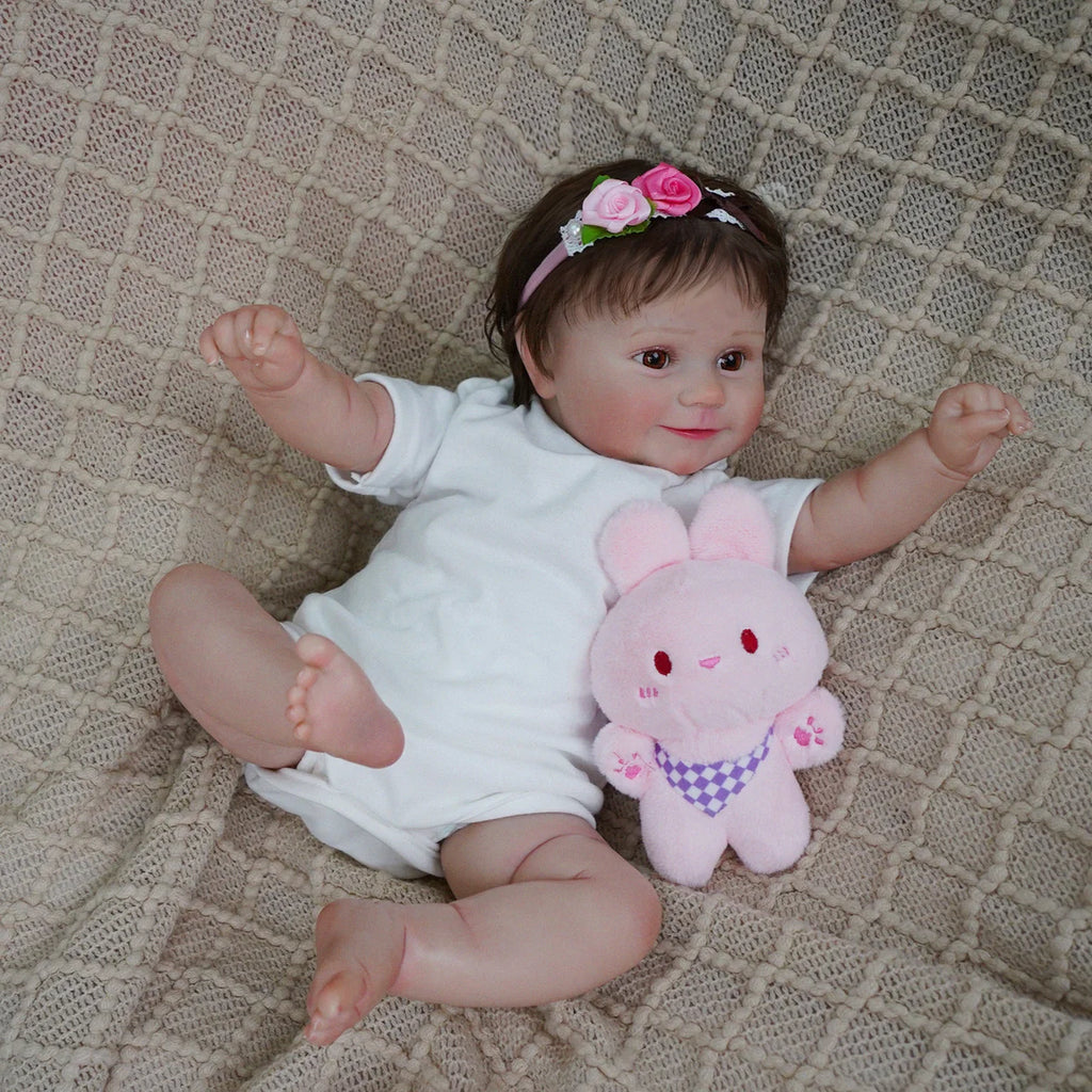 Boneca Bebê Reborn Realista Silicone Conjunto de Roupa Chupeta Mamadeira e Pelúcia Pode Dar Banho Roupa