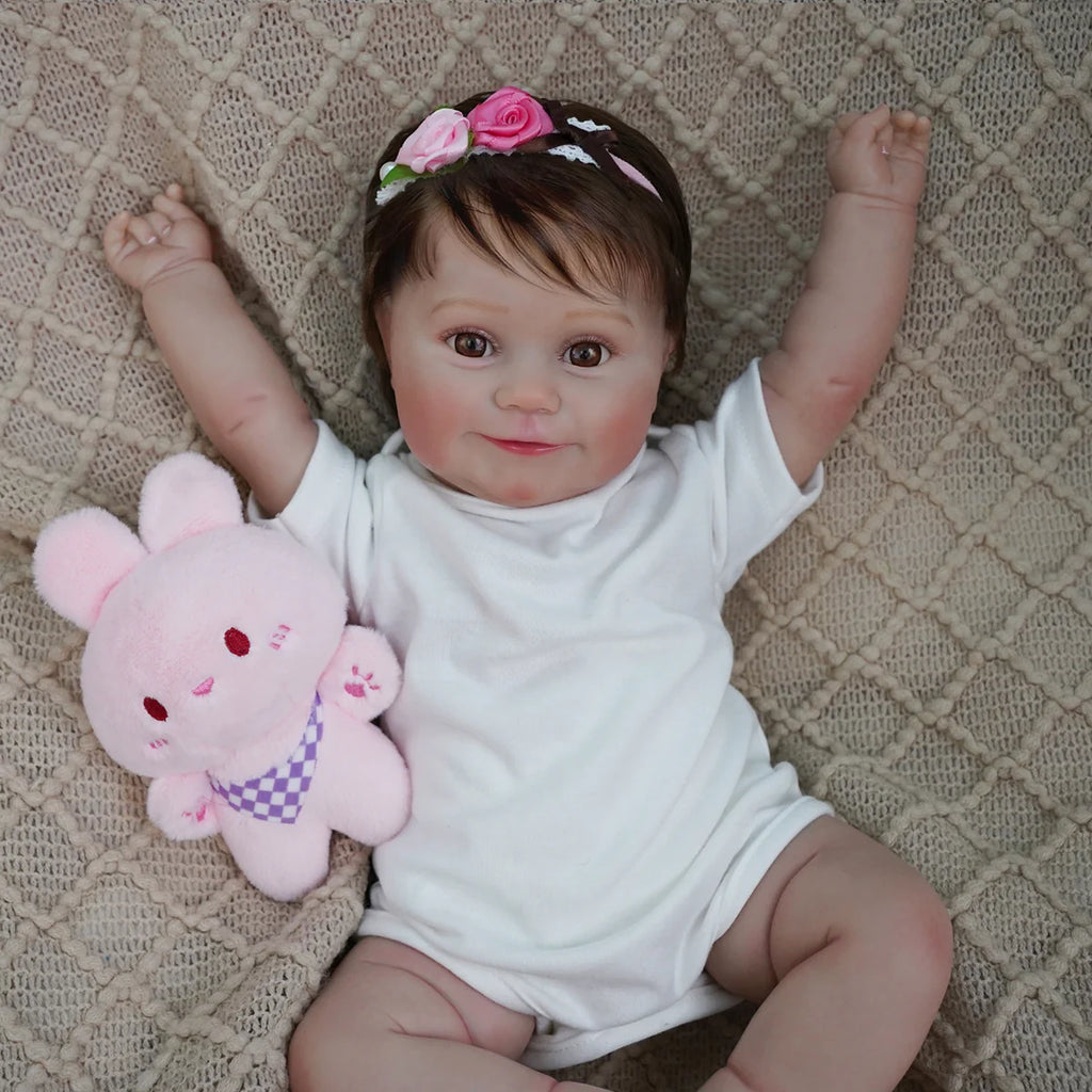 Boneca Bebê Reborn Realista Silicone Conjunto de Roupa Chupeta Mamadeira e Pelúcia Pode Dar Banho Roupa