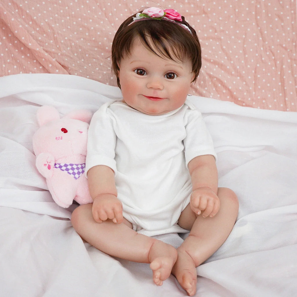 Boneca Bebê Reborn Realista Silicone Conjunto de Roupa Chupeta Mamadeira e Pelúcia Pode Dar Banho Roupa