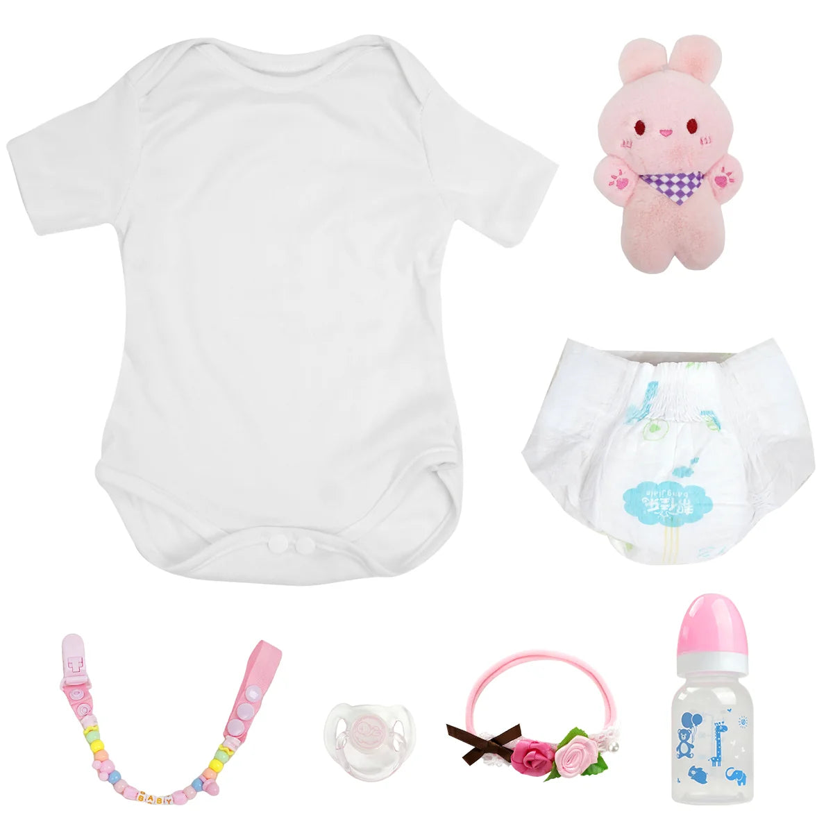 Boneca Bebê Reborn Realista Silicone Conjunto de Roupa Chupeta Mamadeira e Pelúcia Pode Dar Banho Roupa