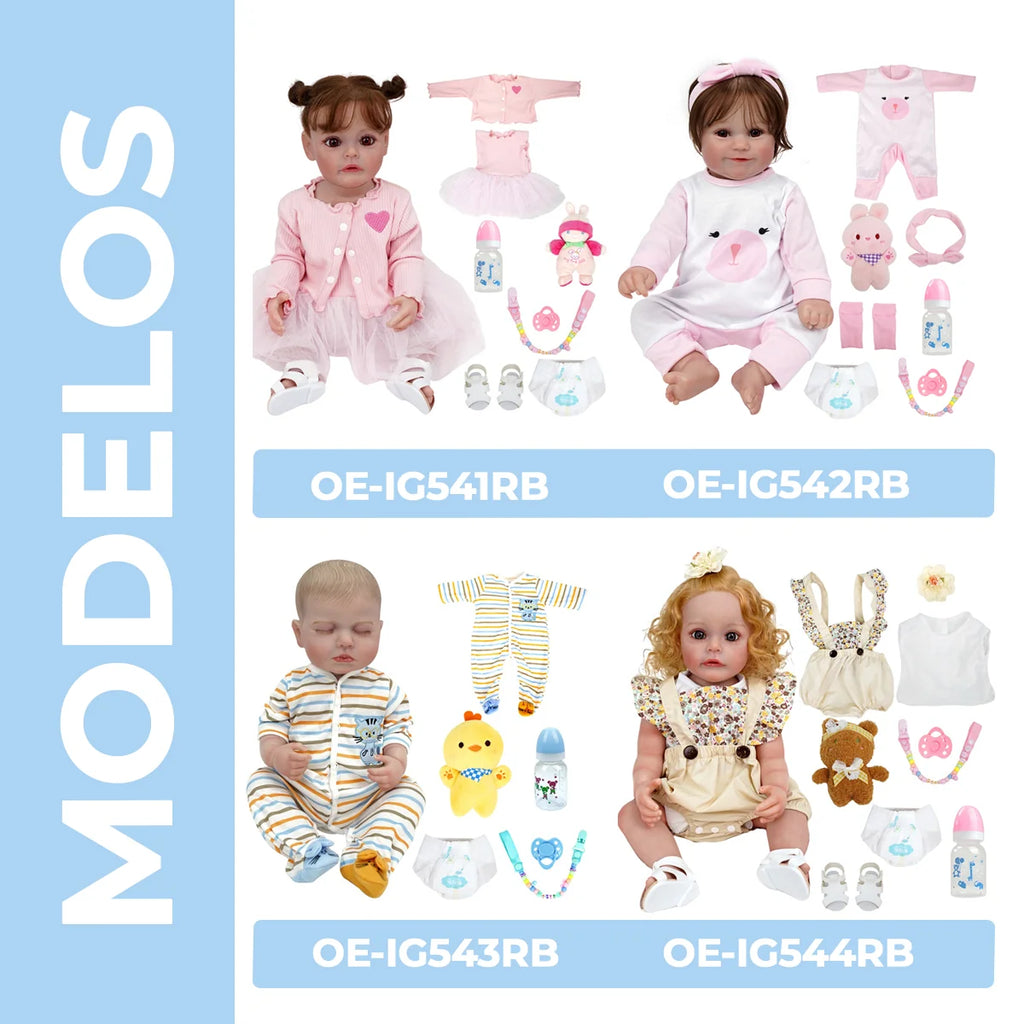 Boneca Bebê Reborn Realista Silicone Conjunto de Roupa Chupeta Mamadeira e Pelúcia Pode Dar Banho Roupa