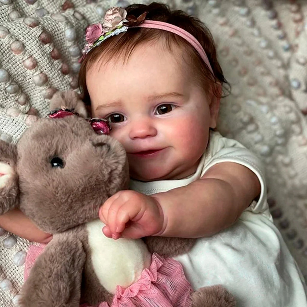 Boneca Bebê Reborn Realista Silicone Conjunto de Roupa Chupeta Mamadeira e Pelúcia Pode Dar Banho Roupa