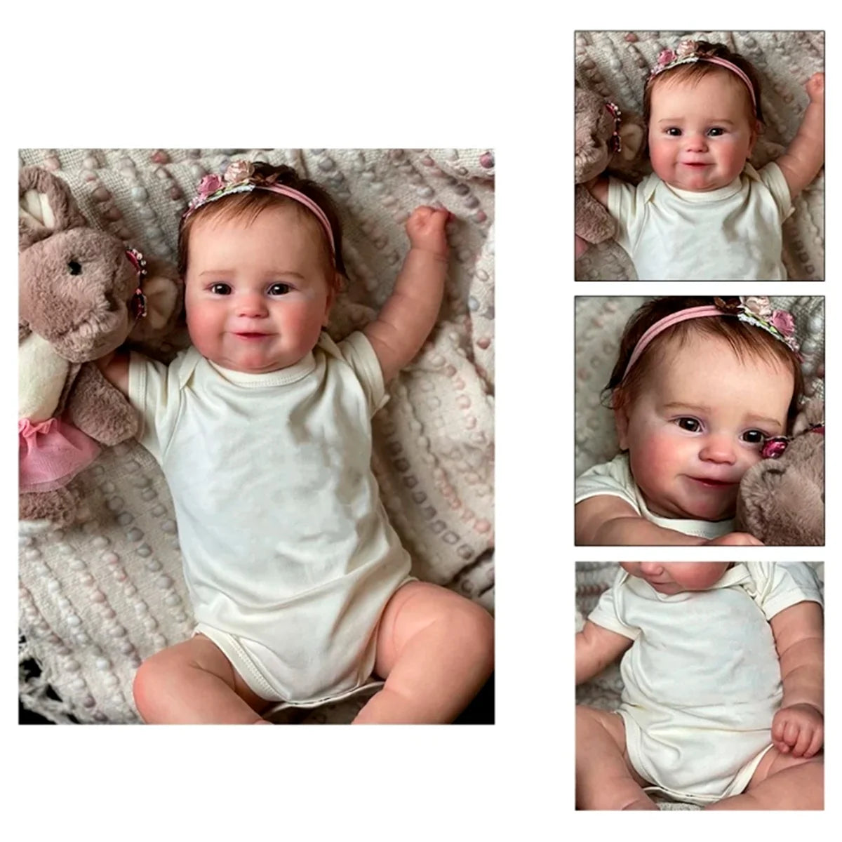 Boneca Bebê Reborn Realista Silicone Conjunto de Roupa Chupeta Mamadeira e Pelúcia Pode Dar Banho Roupa
