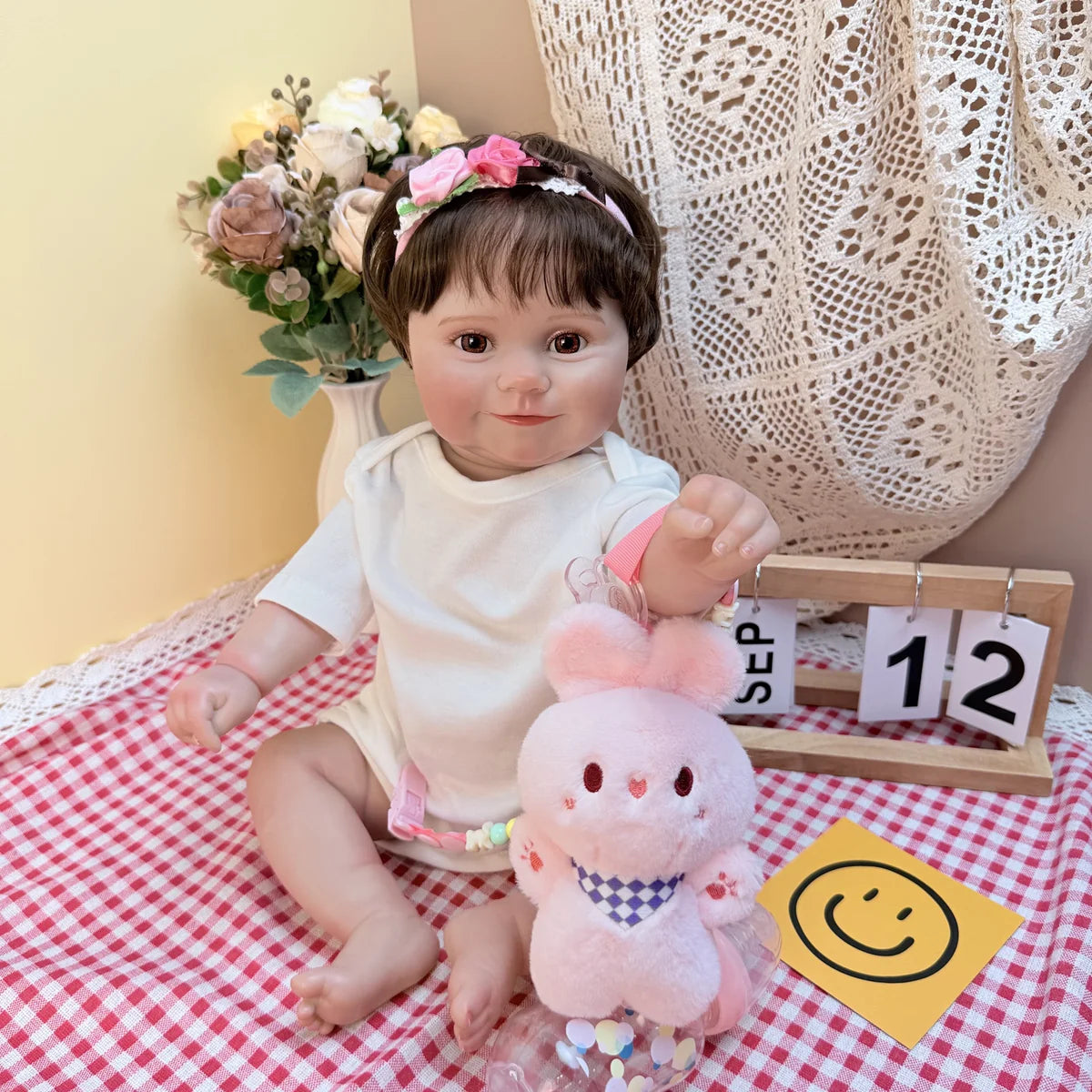 Boneca Bebê Reborn Realista Silicone Conjunto de Roupa Chupeta Mamadeira e Pelúcia Pode Dar Banho Roupa
