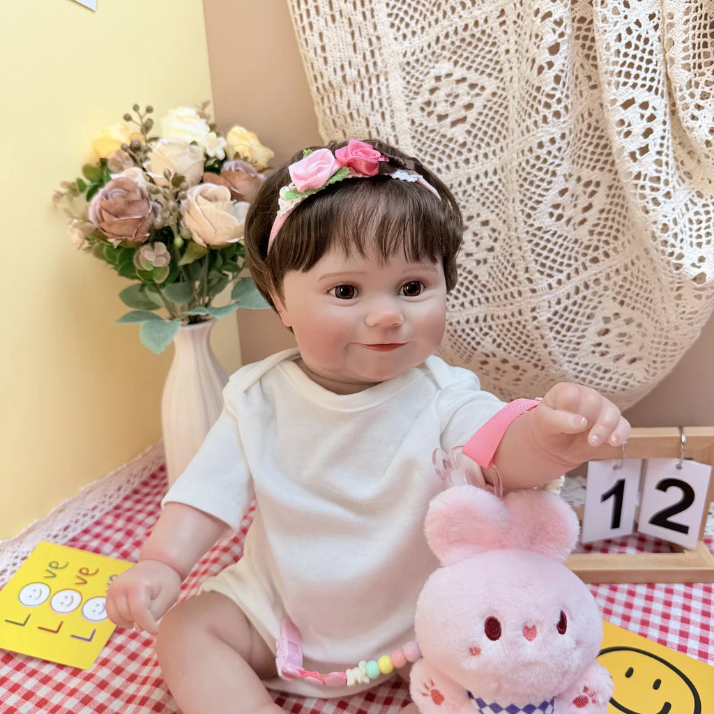 Boneca Bebê Reborn Realista Silicone Conjunto de Roupa Chupeta Mamadeira e Pelúcia Pode Dar Banho Roupa