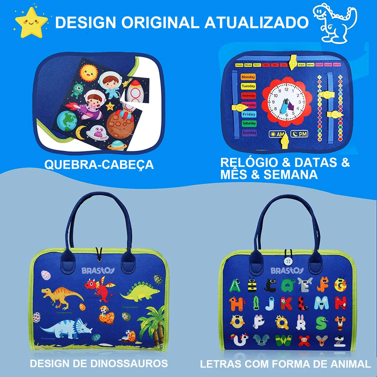 Maleta Educativa Brinquedo Atividades Aprendizados Pedagógica e Diversão para Bebês Crianças Montessori Sensorial
