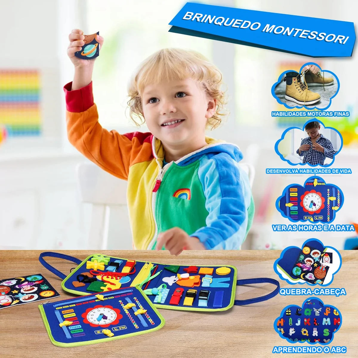 Maleta Educativa Brinquedo Atividades Aprendizados Pedagógica e Diversão para Bebês Crianças Montessori Sensorial