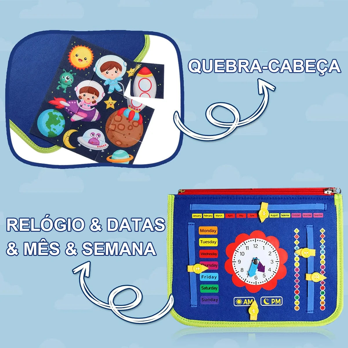 Maleta Educativa Brinquedo Atividades Aprendizados Pedagógica e Diversão para Bebês Crianças Montessori Sensorial