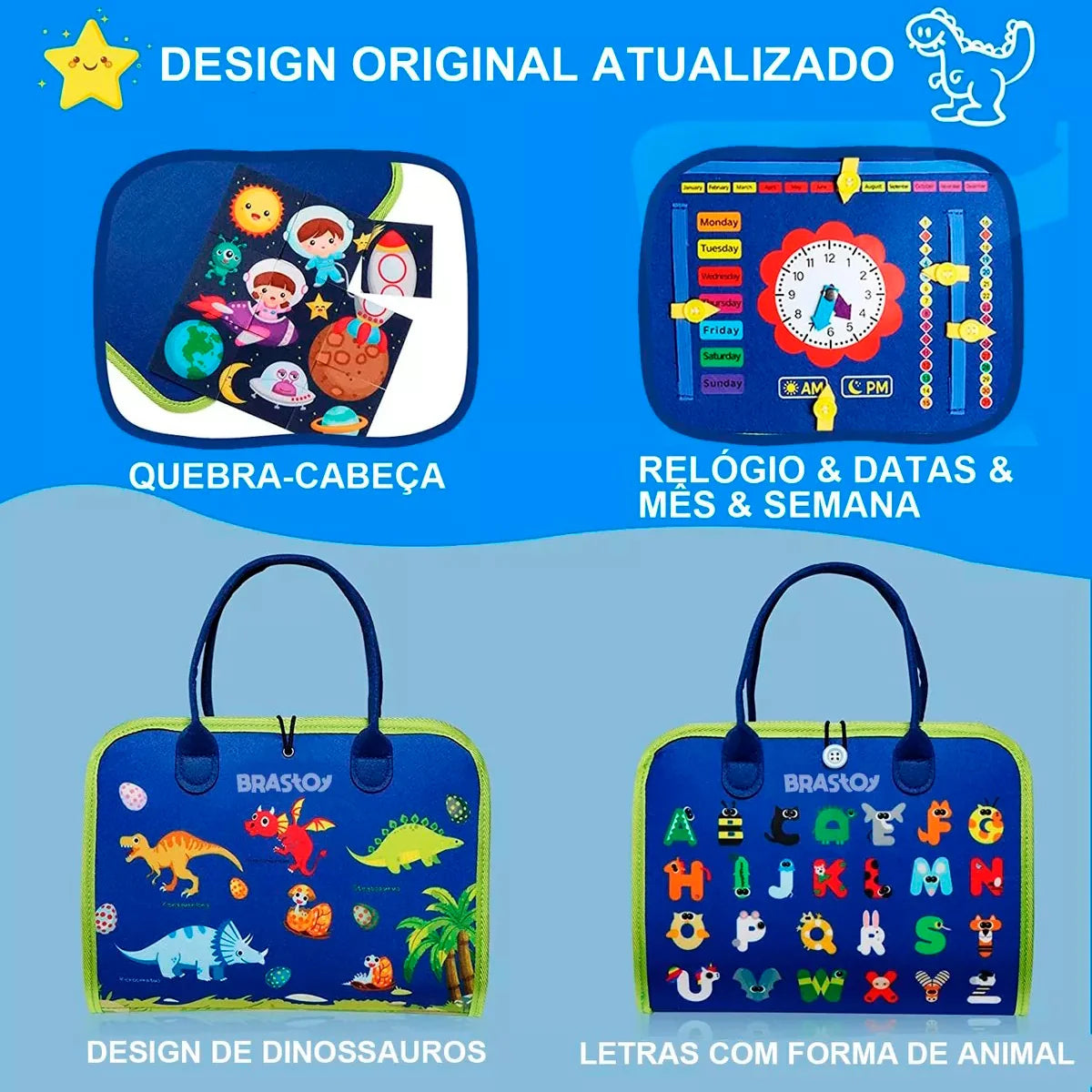 Maleta Educativa Brinquedo Atividades Aprendizados Pedagógica e Diversão para Bebês Crianças Montessori Sensorial
