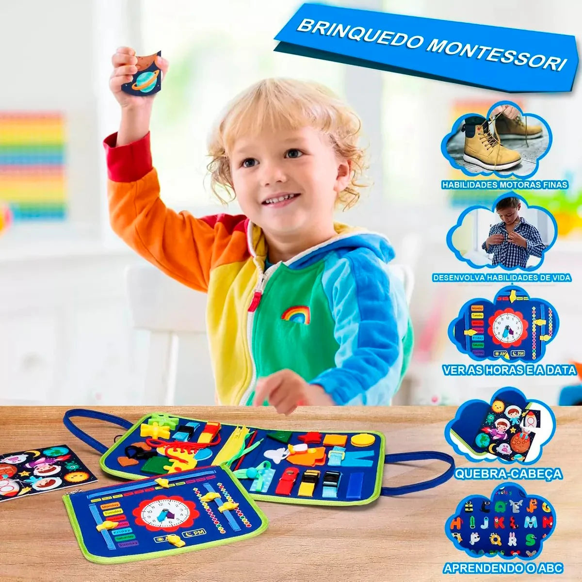 Maleta Educativa Brinquedo Atividades Aprendizados Pedagógica e Diversão para Bebês Crianças Montessori Sensorial