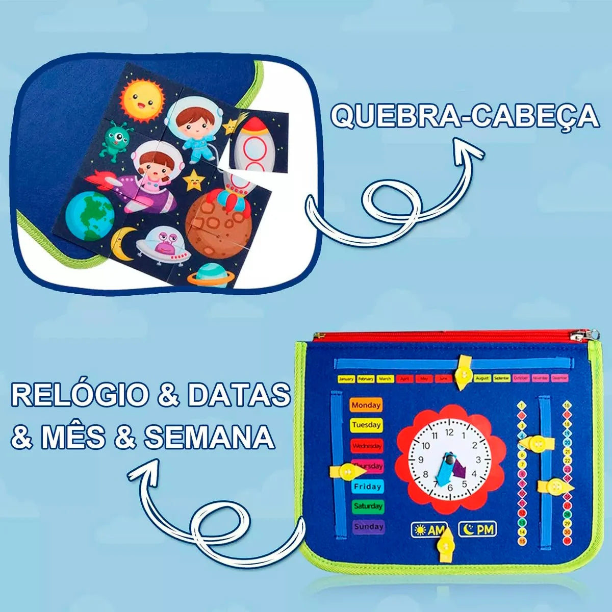 Maleta Educativa Brinquedo Atividades Aprendizados Pedagógica e Diversão para Bebês Crianças Montessori Sensorial