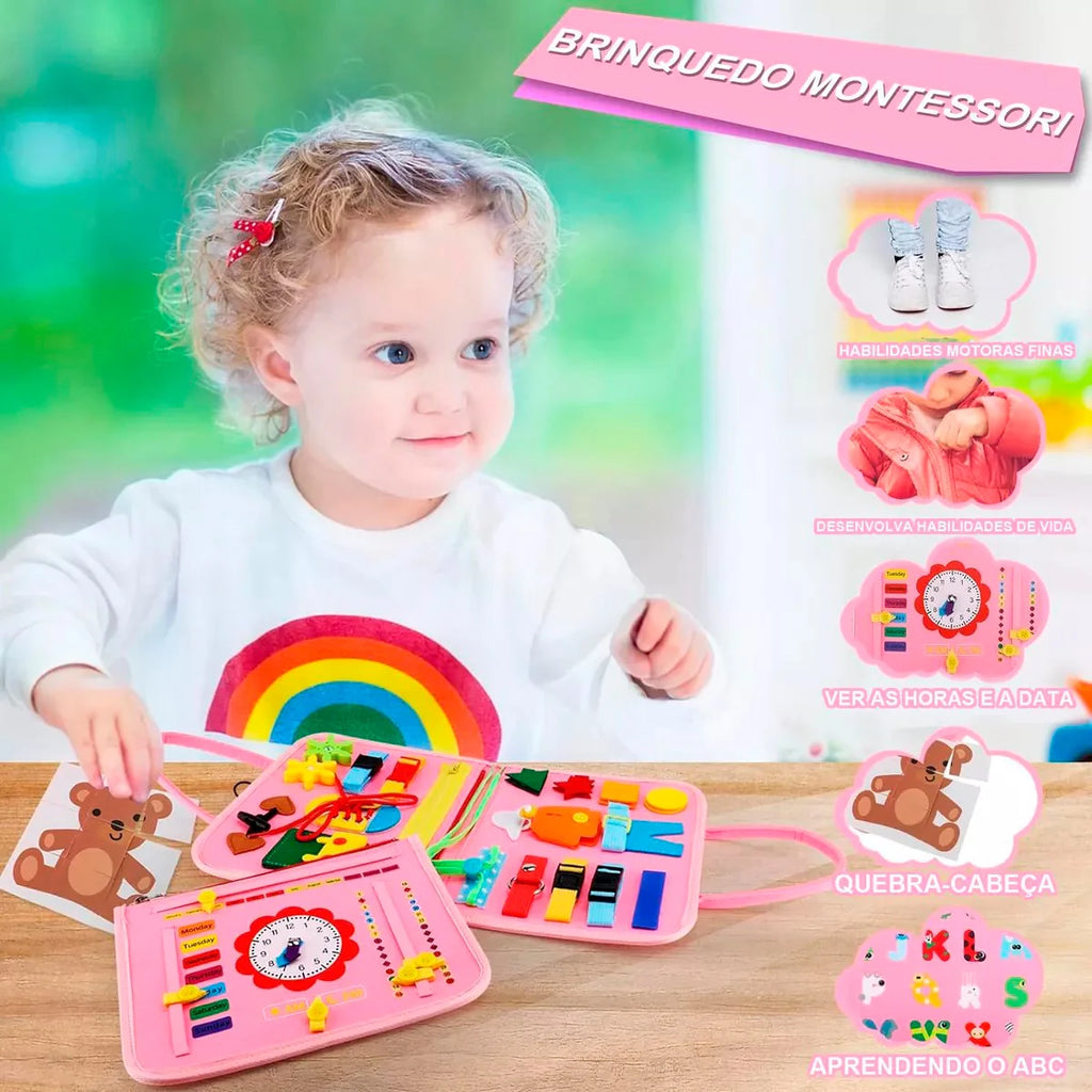 Maleta Educativa Brinquedo Atividades Aprendizados Pedagógica e Diversão para Bebês Crianças Montessori Sensorial