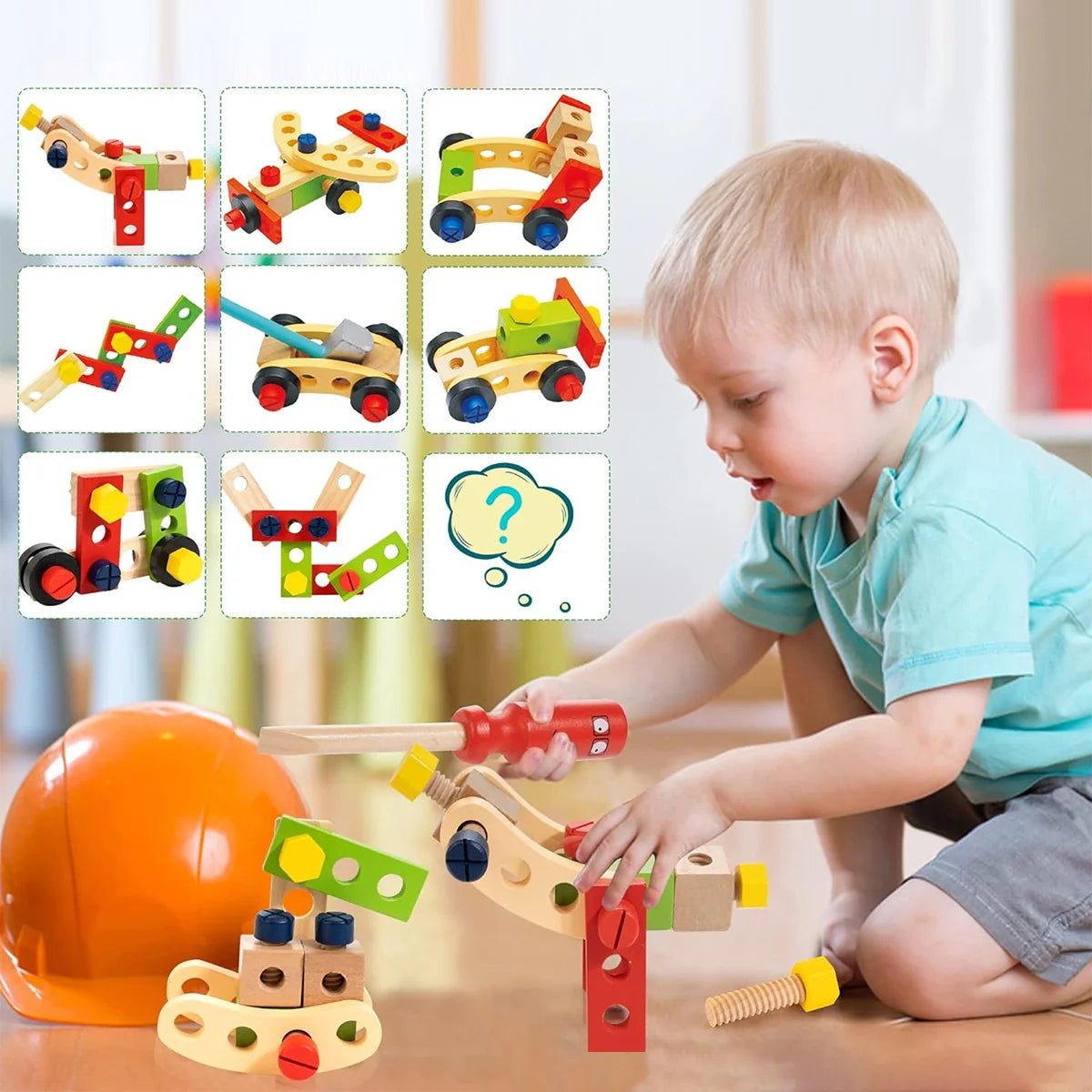 Kit Ferramentas De Madeira Infantil Jogo De Simulação Montessori Sensorial Didático Brinquedo Educativo Bloco de Montar