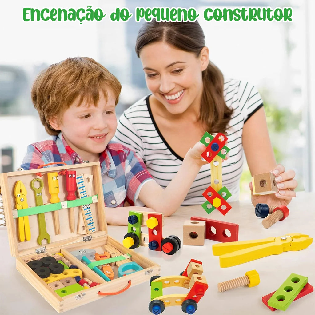Kit Ferramentas De Madeira Infantil Jogo De Simulação Montessori Sensorial Didático Brinquedo Educativo Bloco de Montar
