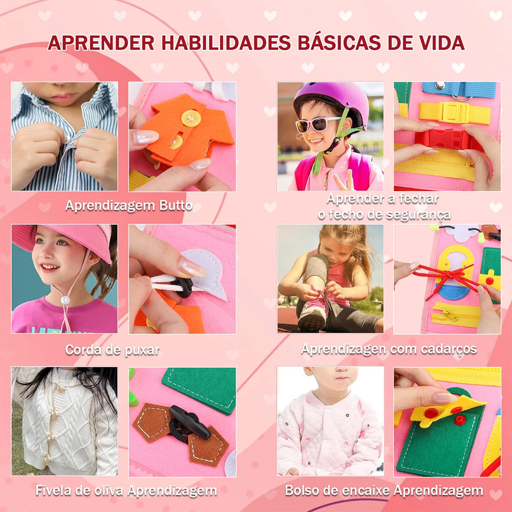 Brinquedo Educativo Infantil Brastoy Maleta de Atividades Aprendizados Pedagógica Montessori Sensorial Diversão para Bebês Crianças