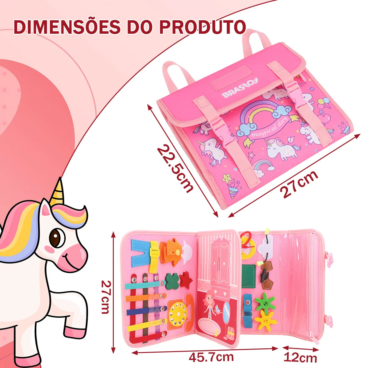 Brinquedo Educativo Infantil Brastoy Maleta de Atividades Aprendizados Pedagógica Montessori Sensorial Diversão para Bebês Crianças