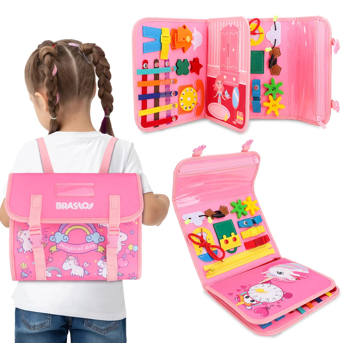 Brinquedo Educativo Infantil Brastoy Maleta de Atividades Aprendizados Pedagógica Montessori Sensorial Diversão para Bebês Crianças