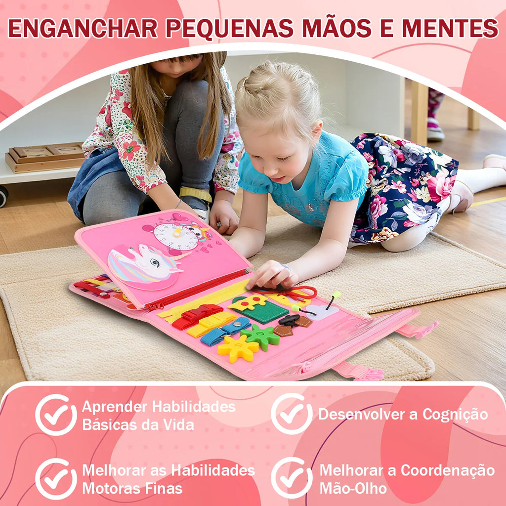 Brinquedo Educativo Infantil Brastoy Maleta de Atividades Aprendizados Pedagógica Montessori Sensorial Diversão para Bebês Crianças