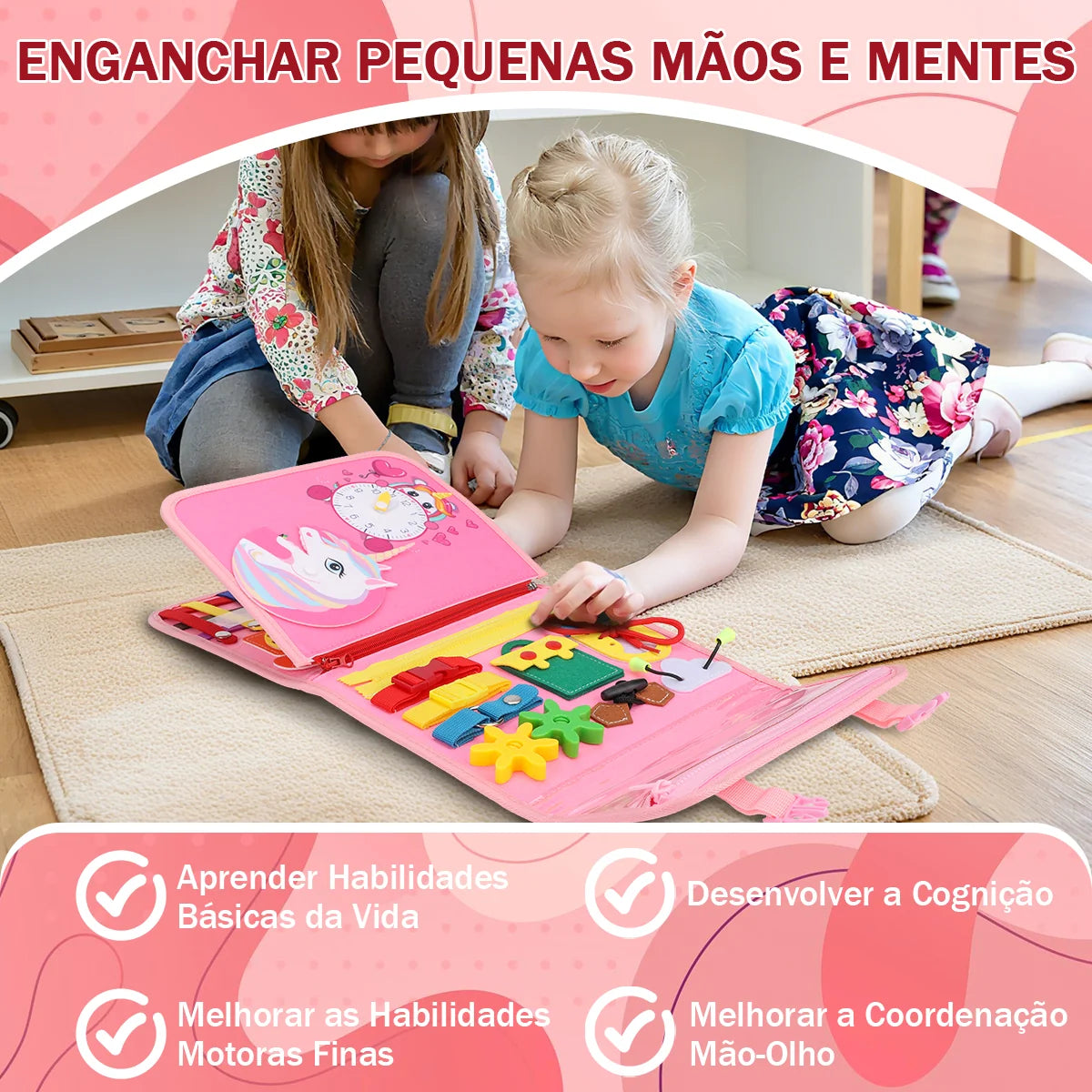 Brinquedo Educativo Infantil Brastoy Maleta de Atividades Aprendizados Pedagógica Montessori Sensorial Diversão para Bebês Crianças