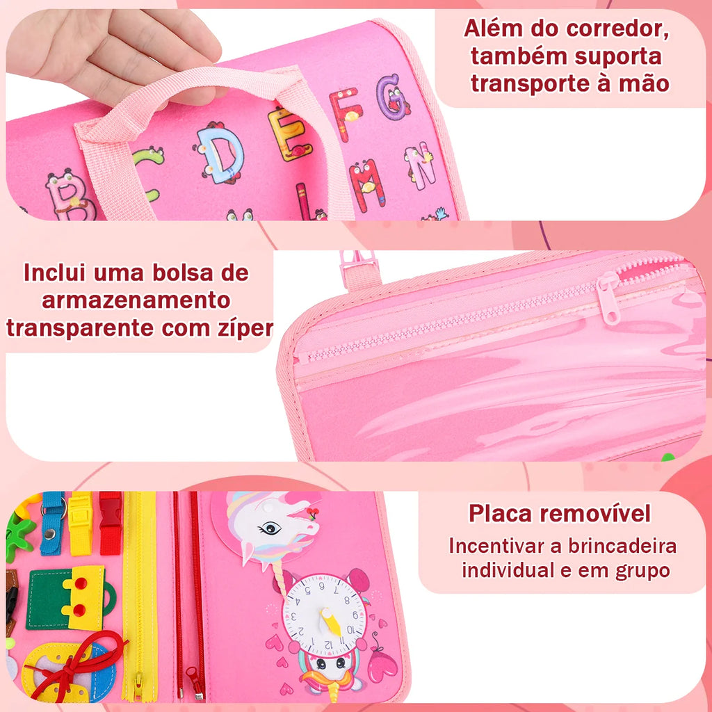 Brinquedo Educativo Infantil Brastoy Maleta de Atividades Aprendizados Pedagógica Montessori Sensorial Diversão para Bebês Crianças